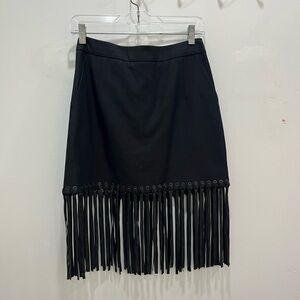 Vera Wang Black Mini Skirt with Fringe